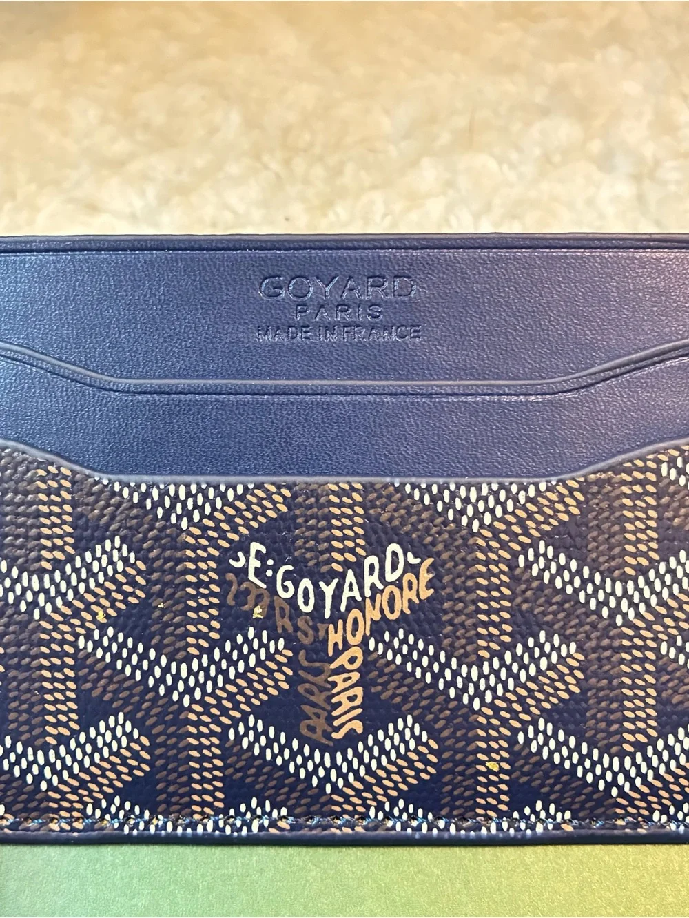Goyard Navy Blue Card Holder - Men's Leather Card Sleeve
